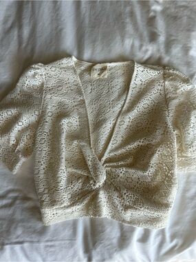 Eye Candy White Crochet Knot Front Women’s Top